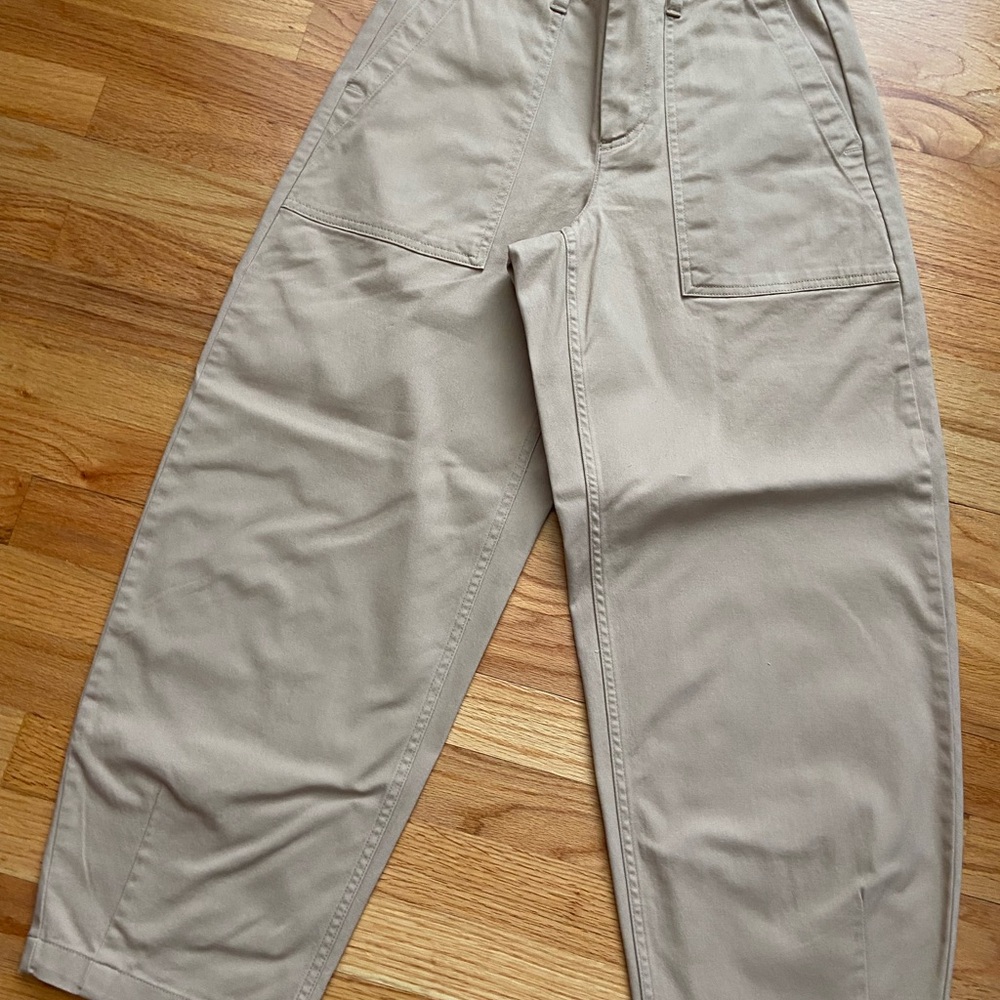 LAND'S END Women's Chino High Rise Barrel Leg Ankle Pants - Picture 6 of 15